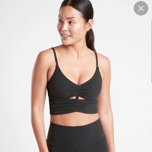 ATHLETA Black M Bralette / Sports Bra Cinched V-Neck